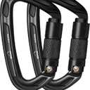BEIFENG 25KN Auto Locking Carabiner - UIAA Certified Heavy Duty Climbing Carabiners for Rock Climbing, Camping, Rappelling, Hunting, Rescue Equipment - Professional Carabiner Clips (Black)