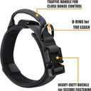 Tactical Dog Collar and Bungee Leash,Military Dog Collar & Leash Set with USA American Flag Adjustable K9 Collar with Heavy Duty Metal Buckle & Handle,with Patches and Airtags Case (L, Black)