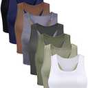 Geyoga 8 Pcs Women Basic Crop Tank Tops Sleeveless Racerback Crop Cotton Top S