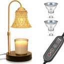DORESshop Candle Warmer Lamp, Electric Candle Lamp Warmer with Timer(2H/4H/8H), Adjustable Height & Heat with 2 Bulbs, Birthday, Housewarming, White Elephant Gifts for Adults