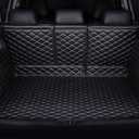 Cargo Mat for Infiniti QX80/QX56 (with Center Console on The 2nd Row) 2011-2024(Non fit 2025) / Nissan Armada Full Coverage 100% Protection Trunk Mat Split-Design Black with Black Stitching