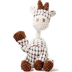 Squeaky Plush Dog Toys - Adorable Animal Designs with Soft Cotton Filling, Cute Stuffed Dog Chew Toys for Small, Medium Non-Aggressive Chewing Dogs Chewer (White - Giraffe/Lamb)