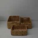 Wicker Storage Basket, 3 Pack Hand-Knitted Wicker Baskets, Water Hyacinth Storage Baskets with Built-in Handles
