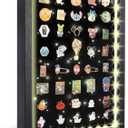 Light Up Pin Display Case 16x12 Black Enamel Pin Display Board with Light, Pin Holder and Pin Collection Display Frame, Pin Display for Wall or Tabletop, Pin Board for Enamel Pins