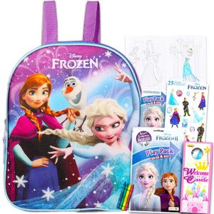 Disney Frozen Mini Backpack For Girls, Kids ~ Bundle with 11" Frozen School Bag, Frozen Mini Coloring Book, Stickers and More (Anna and Elsa School Supplies Set)