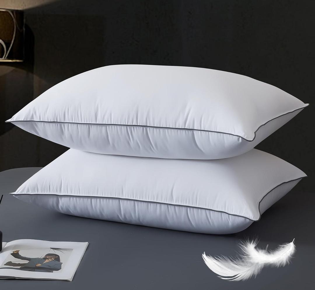 WhatsBedding Goose Down Pillows Set of 2, Queen Size Bed Pillows, 20x30