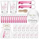 50 Set Baby Shower Favors for 50 Guests, It's a Girl Shot Glasses with Bottle Opener Keychains Floral Thank You Tags & Bags for Gender Reveal Party Baby Shower Game Prizes Guests Return Gift (Girl)