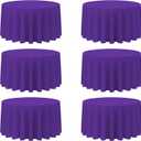 BRILLMAX 6 Pack Purple Round Tablecloths 120 Inch - Circle Bulk Linen Polyester Fabric Washable Table Cloth Cover for Wedding Reception Banquet Birthday Party Buffet Restaurant