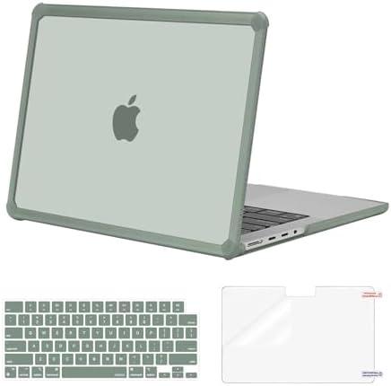 MOSISO Compatible with MacBook Pro 14 inch Case M5 2026 M4 M3 M2 M1 2025-2021 A3427 A3426 A3434 A3112 A3185 A3401 A2918 A2992 A2779 A2442,3 in 1 Kit Anti-Crack Hard Shell with TPU Bumper,Emerald Green