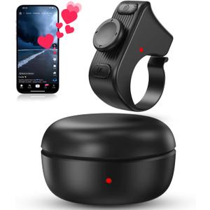 [New Upgrade, Easy to Use] TikTok Scrolling Ring Remote Control, Camera Shutter Remote, Wireless Bluetooth Scrolling Ring for iPhone, iPad, iOS, Android - Black