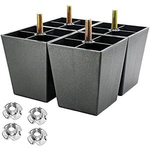 Murtenze 4Pack 3 inch Sofa Legs, Square Tapered Plastic Couch Legs Replacement Furniture Legs with M8 Hanger Bolts for Chair Sofa Dresser Cabinet Loveseats Ottoman Bed