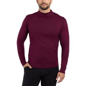 X RAY Mens Mock Neck Sweater, Soft Slim Fit Pullover Top, Basic Mock Neck Sweater for Men (Plum)