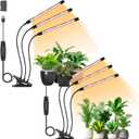 Full Spectrum LED Grow Light for Indoor Plants, 3Heads Grow Lights for Seed Starting, 10 Dimmable Levels & 3 Timer Modes (3/9/12H), Adjustable 360 Gooseneck with Clip, Plant Grow Light 2 Pack