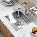 20x16x8 Inch Topmount Kitchen Bar Sink, Drop In Bar Sink 16 Gauge Handmade Stainless Steel Suitable for Kitchens, Bars, and RVs,Outdoor Single Bowl Bar Sink with Strainer, Towel, 2016 Inch