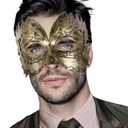 BODIY Vintage Masquerade Mask for Men Gold Roman Soldier Mask Venetian Mardi Gras Phantom Opera Eyemask Rave Accessory