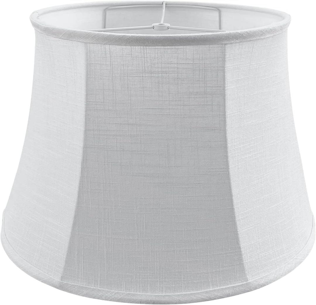 TOOTOO STAR White Large Drum Lamp Shade for Chandeliers Floor Light and Table Lamp, 12x16x11" Spider, Fabric Natural Linen Hand Crafted