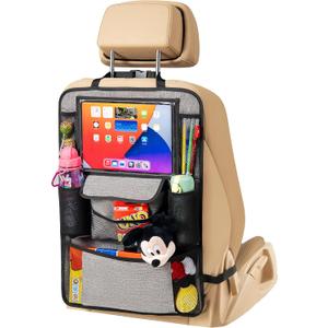 Helteko Car Seat Organizer, Ultra Version Kids Backseat Car Organizers and Storage, Waterproof Back Seat Protector Kick Mats with Tablet Holder 12" Car Accessories Interior, Gray, 1 Pack