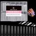 UNA GELLA Full Cover Nail Tips Square Gel Nails 120 PCS No C Curve XXL Extra Long Straight Curved Fake Tapered For Acrylic Salon Home DIY with Box