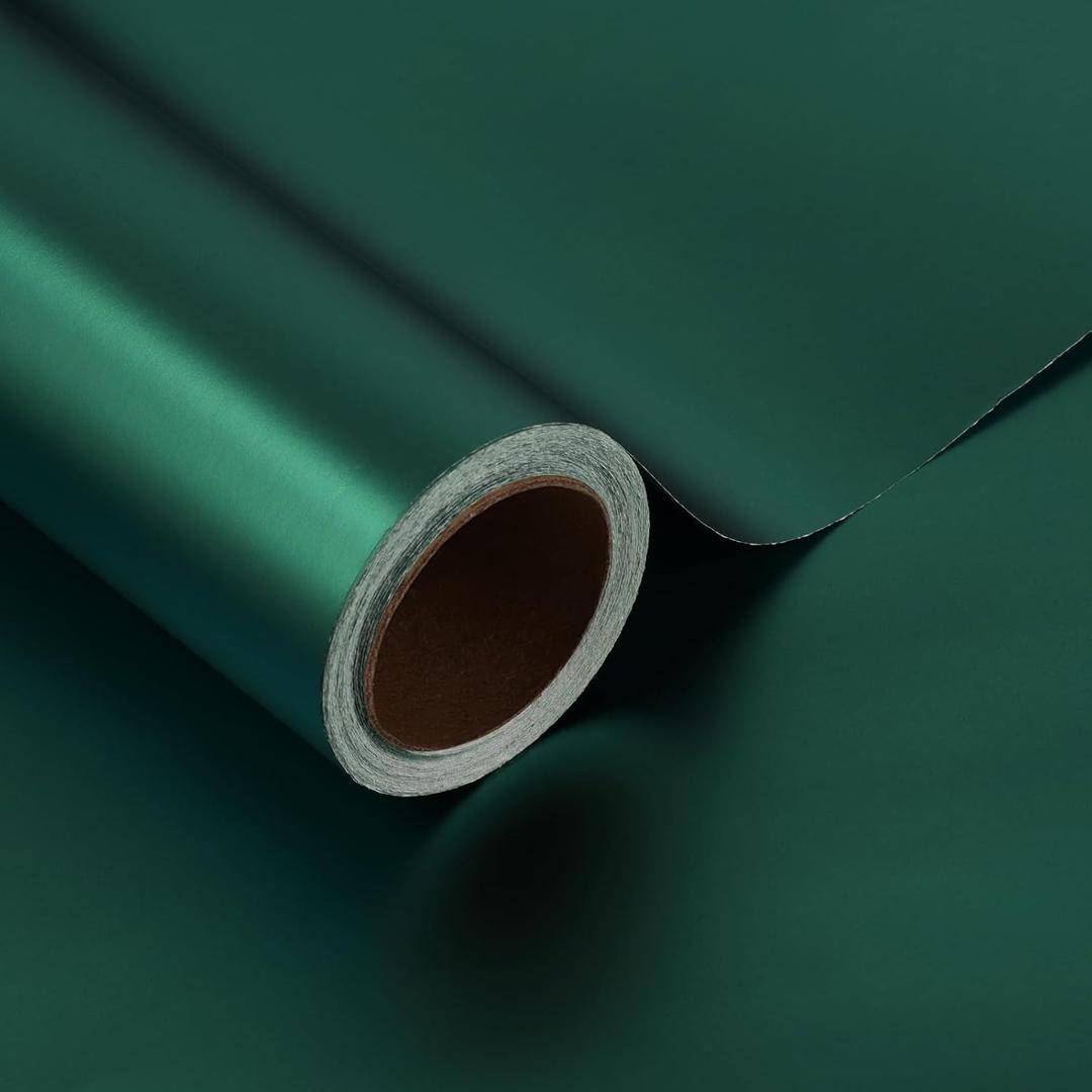 LaRibbons Dark Green Matte Metallic Wrapping Paper Jumbo Roll for Christmas, 30 Inch x 33 Feet