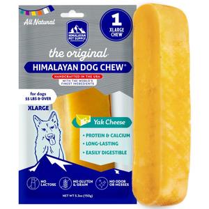 Himalayan Dog Chew Original Yak Cheese Chew, 1 X-Large Stick, 5.3 oz, Gluten Free, Healthy Treats, Grain & Lactose Free 100% Natural, Long Lasting for Dogs Over 55 lbs, Best By: 2029-03-03