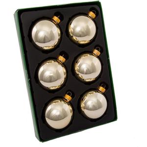 Kurt Adler 6 Piece Shiny Gold Glass Ball Ornament Box Set, 65mm