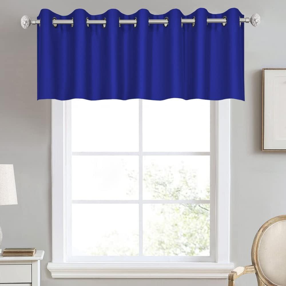 DECOVSUN Royal Blue Valances for Bedroom Solid Blackout Thermal Insulated Cobalt Blue Valances for Windows for Living Room Kitchen Loft Grommet Top, 1 Panel, 100W X18 L