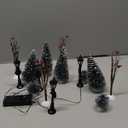 16 PCS Christmas Figurine Village Accessories, Mini Street Light Models with Brush Trees, Miniature Christmas Pathway Street Lamps Lantern Post for DIY Micro Landscape Fairy Garden