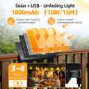 Solar Lights Outdoor Patio Lights: S14 15M 50FT Solar Powered Remote Control 3 Light Modes Dimmable Solar Waterproof Light - Shatterproof Bulbs - Camping Backyard Garden Deck Outside Yard