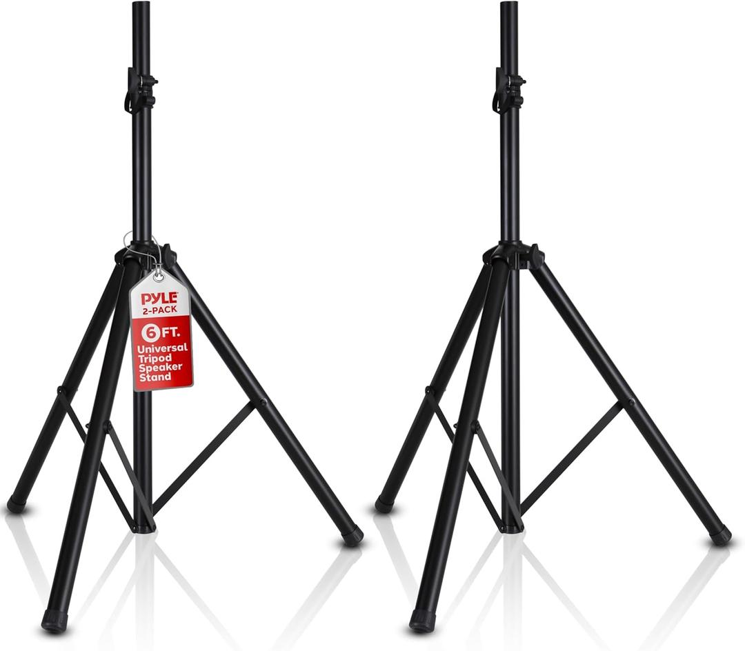 Pyle Universal Speaker Stand 2-Pack  Heavy Duty Tripod Mount Holder Set, Height Adjustable from 40 to 71, 35mm Insert Compatibility, Safety Pin and Knob Locking for PA, DJ & Studio Use