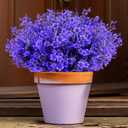 12 Bundles Artificial Flowers Fake Bouquets for Outdoor Planters, UV Resistant Faux Floral, Realistic Purple Flowers for Home Garden, Porch Decor