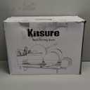 Kitsure Large Dish Drying Rack - Extendable Dish Rack, Multifunctional Dish Rack for Kitchen Counter, Anti-Rust Dish Drainers with Cutlery & Cup Holders 19.2"-26.7" L x 12.9" W, Black (Standard)