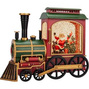 Christmas Train Snow Globe with Music and Lights, Musical Snow Globe Lantern for Holiday Decor, Battery/USB Powered with Auto Timer for Home Holiday Decoration Gift