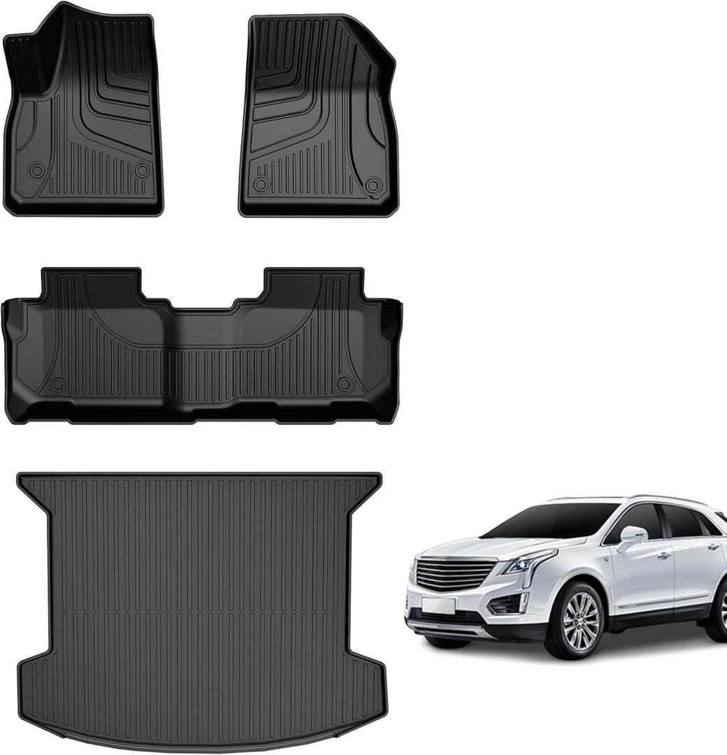 Floor Mats& Cargo Mat fit for Cadillac XT5 2017-2025 2026 : Custom Fit All Weather TPE Heavy Duty Car Floor Liners 2025 XT5 Accessories