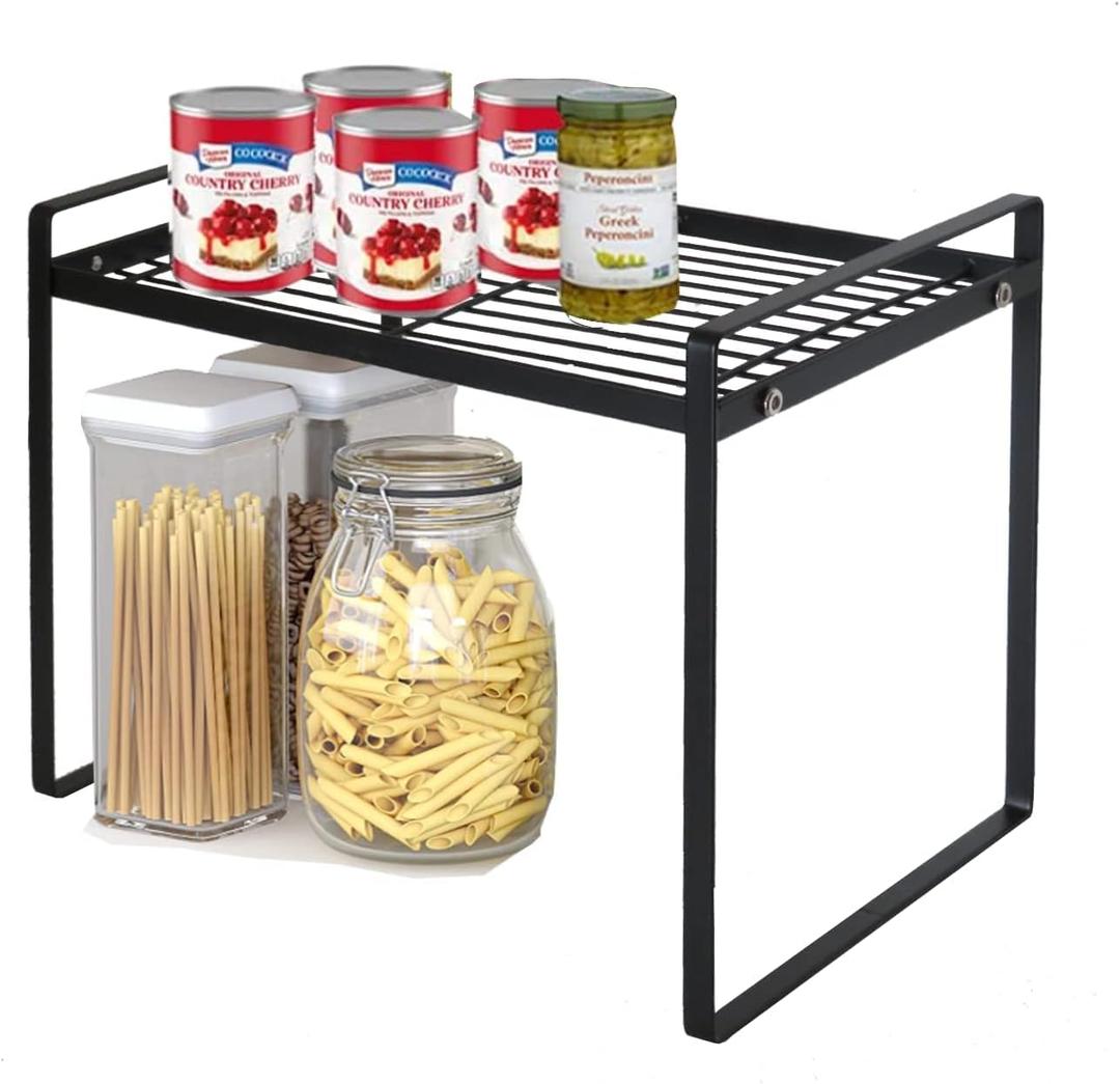 Cabinet Shelf, 13" Kitchen Counter Shelf, Metal Wire Stackable Cupboard Spice Rack, Space Saving Countertop Orgainzer and Storage Rack Shelves for Kitchen Pantry Bathroom (Small (13 inch))