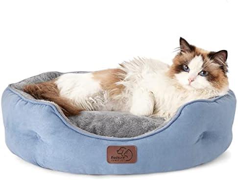 Bedsure Dog Beds for Small Dogs - Round Cat Beds for Indoor Cats, Washable Pet Bed for Puppy and Kitten with Slip-Resistant Bottom, 20 Inches, Allure
