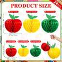 AmazingSpark 24 Pcs Large and Small Apple Honeycomb Hanging Decorations Apple Shaped Tissue Paper Rosh Hashanah Decorations Back to School Decor Table Centerpieces Party Supplies