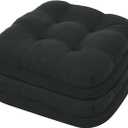 baibu Set of 2 Dining Chair Cushions, Dual-Layer Patent Design Memory Foam Kitchen Chair Cushions, Non-Slip Seat Pads with Ties, 16.5 x 16.5 x 3.5in, 2 Pack, Pure Black