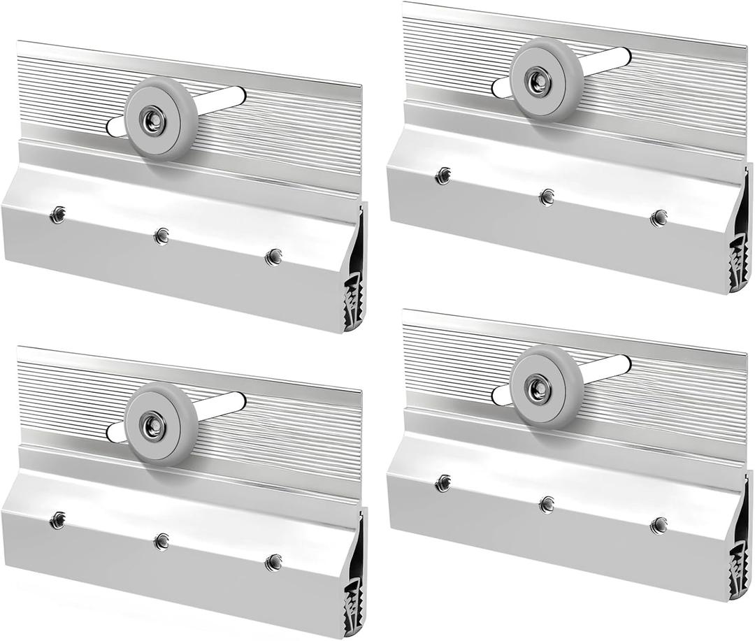 4 Pack M 6053 Frameless Shower Door Roller Assemblies 3/4" Plastic Wheels with Ball Bearings,Chrome Aluminum Bracket,Replacement Kit for Glass Sliding Doors Parts