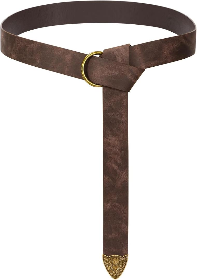 SUOSDEY Medieval Leather Belt Renaissance Pirate Viking Halloween Accessory Belt Women Men (Coffee)