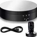 Hicarer Rotating Display Stand 360 Degree Motorized Turntable Stand with USB Power Cable for Photography Products and Shows, Black (PVC)