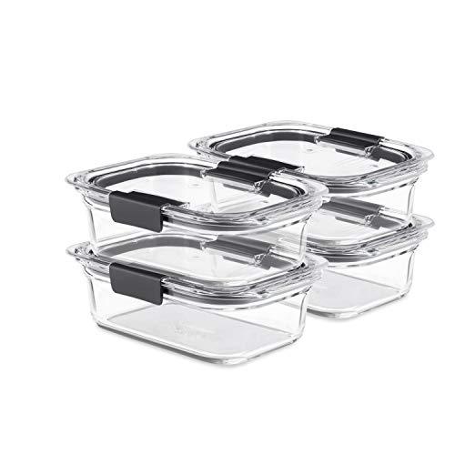 Rubbermaid Brilliance Glass Food Storage Containers, 3.2 Cup, Set of 2, BPA-Free, Leak-Proof, Clear