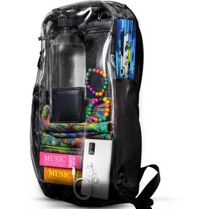 Lunchbox Clear Lite Pack Anti Theft Clear Bag for Stadium Events with Locking Zippers Protects Items at Festivals, Concerts, and Traveling. Backpack is Compliant with Most Venue Bag Policies