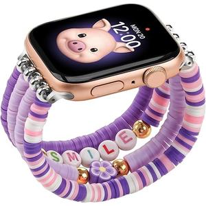Beaded Bracelets Compatible with Kids Apple Watch Band 38mm 40mm 41mm 42mm 44mm 45mm 46mm 49mm, Cute Stretchy Strap for iWatch Series 10 9 8 7 6 5 4 3 SE SE2 for Girls Boys and Small Wrists