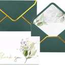 Heavy Duty Thank You Cards with Envelopes - 36 PK Gold Notes 4x6 Inches Baby Shower Wedding Small Business Graduation Funeral Bridal (Greenery)