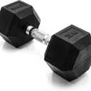 CAP Barbell Coated Hex Dumbbell Weight - Single | 30 lbs, Chrome Handle