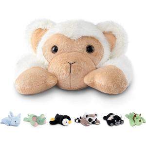 Niuniu Daddy 20" | 3.3 Pound Monkey Weighted Stuffed Animals, Large White Monkey Pillowfort Plush Lap Animal Toys for Kids Adults, Giant Plushy Body Pillow for Gifts Birthday Christmas Holiday (Medium)