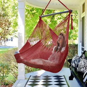 Bathonly Large Hammock Chair with Spreader Bar, Caribbean Hammock Swing Chair, XL Hammock Chair Outdoor Indoor, 330 LBS Weight Capacity, Red
