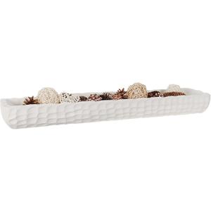 Oakrain 30 inches Large Decorative Bowl for Home Decor, White Dough Bowl with Hand Carved Irregular Texture, Unique Table Centerpieces, Wooden Home Decor Accents for Farmhouse Boho Rustic Style