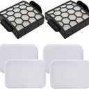 LLHome 2 HEPA +2 Foam Filters For Shark Navigator Pet Plus NV150, NV151, NV251,NV255 and Zero-M Self-Cleaning Brushroll Pet Pro ZU62,ZU62C,ZU60 ZU60W Upright Vacuum,Replaces Parts 1238FT60 & 1239FT60.