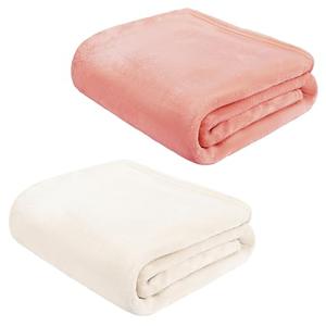 BYKOSY 2 Pcs Flanne Fleece Throw Blanket for Bed Couch Large Soft Blanket Winter Warm Lightweight Throw,Gifts for Girls Boys Teens, (Pink,Beige,50x60 Inch)